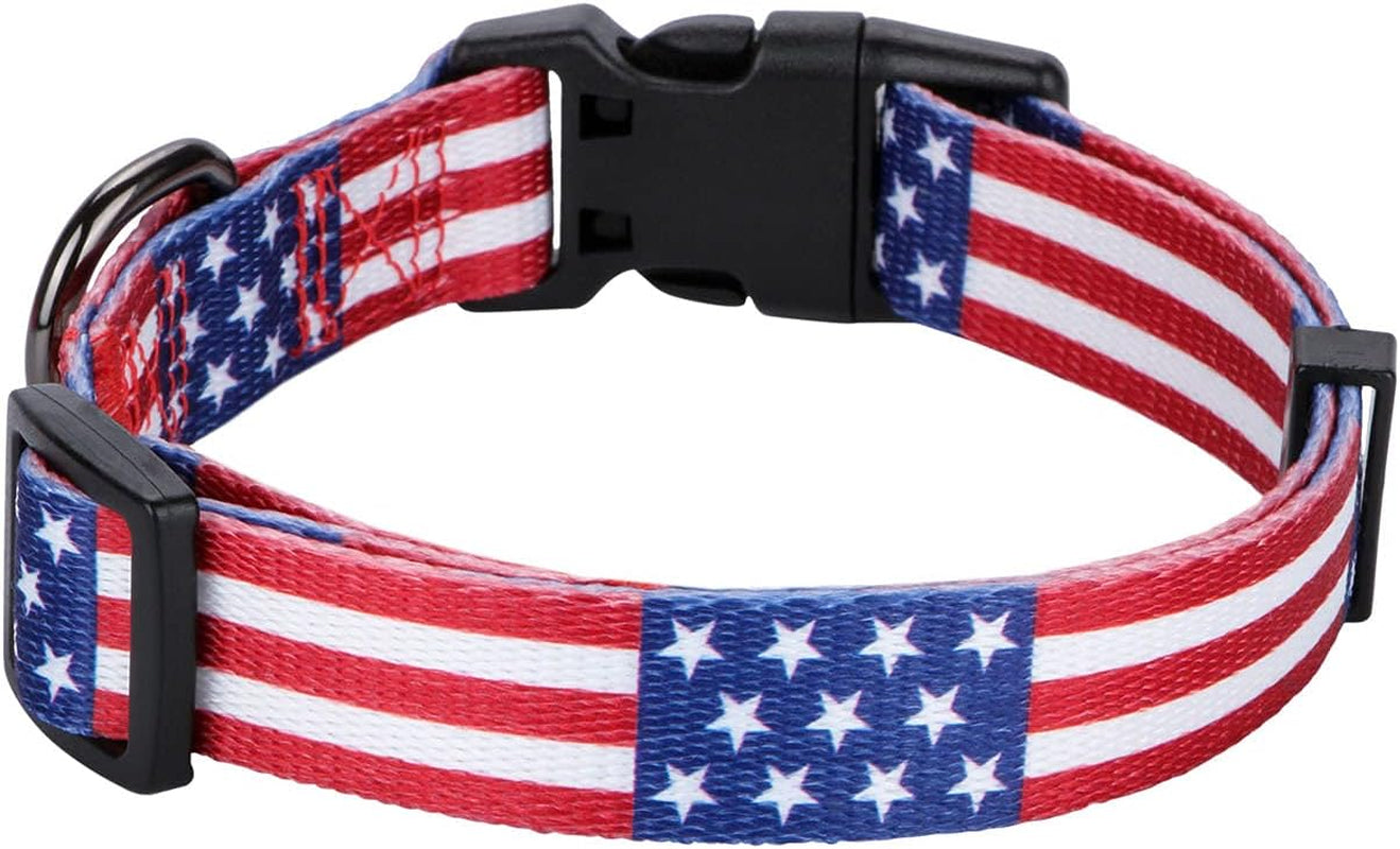 American Flag Dog Collar Independence Day Fourth of July the Great America Dog Collars M(Neck 13.1"-19", Width 3/4")