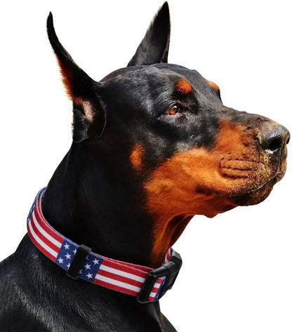 American Flag Dog Collar Independence Day Fourth of July the Great America Dog Collars M(Neck 13.1"-19", Width 3/4")